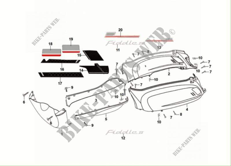 BODY COVER voor SYM FIDDLE II 50 (AF05W5-NL) (E5) (M1) 2021
